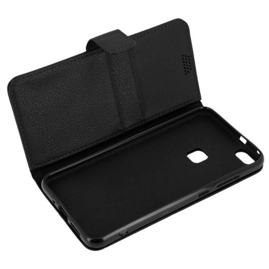 Avizar Capa Livro Tipo Carteira Preta para Huawei P10 Lite