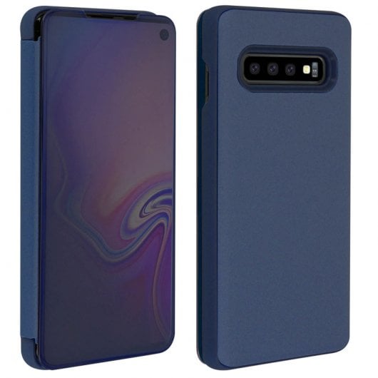 Avizar Funda Tapa Translúcida Efecto Espejo Azul Oscuro para Samsung Galaxy S10