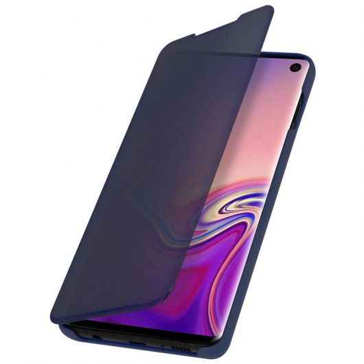 Avizar Funda Tapa Translúcida Efecto Espejo Azul Oscuro para Samsung Galaxy S10