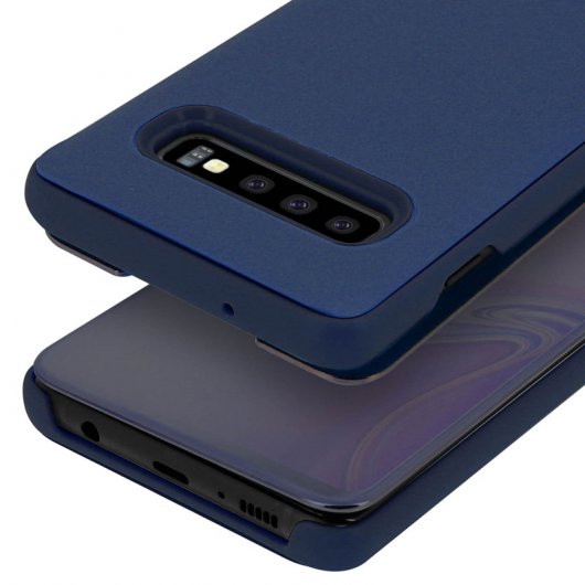 Avizar Funda Tapa Translúcida Efecto Espejo Azul Oscuro para Samsung Galaxy S10
