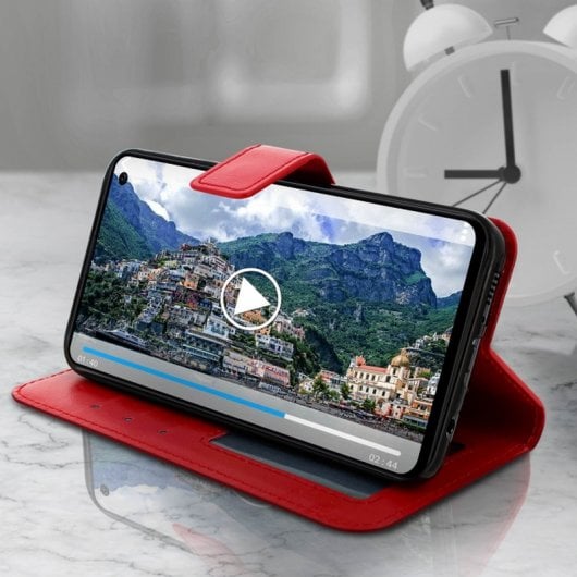 Custodia a portafoglio Avizar vintage rossa per Samsung Galaxy S10e