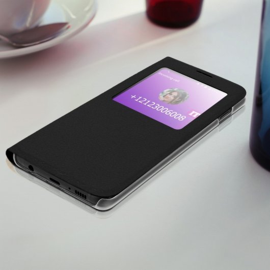 Avizar Funda Libro con Ventana Negra para Samsung Galaxy S10e