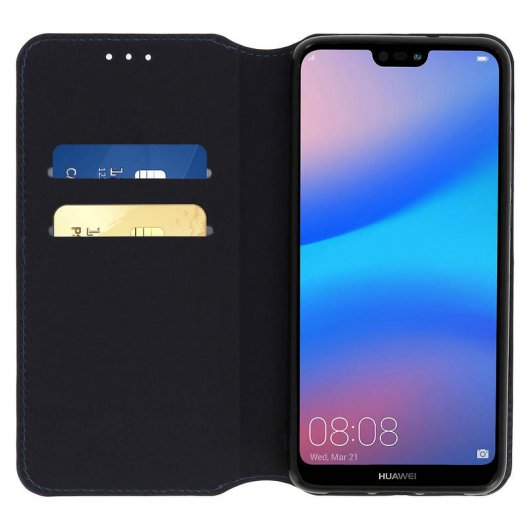 Avizar Funda Libro Azul Oscuro con Cierre Magnético para Huawei P20 Lite