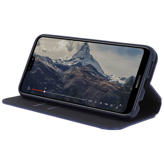 Avizar Funda Libro Azul Oscuro con Cierre Magnético para Huawei P20 Lite