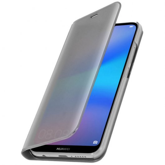 Avizar Capa Livro Translúcida com Efeito Espelho Prateada para Huawei P20 Lite