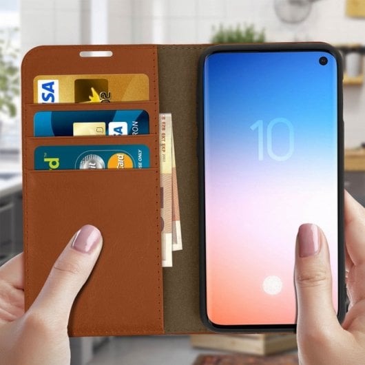 Custodia in pelle marrone Avizar per Samsung Galaxy S10e