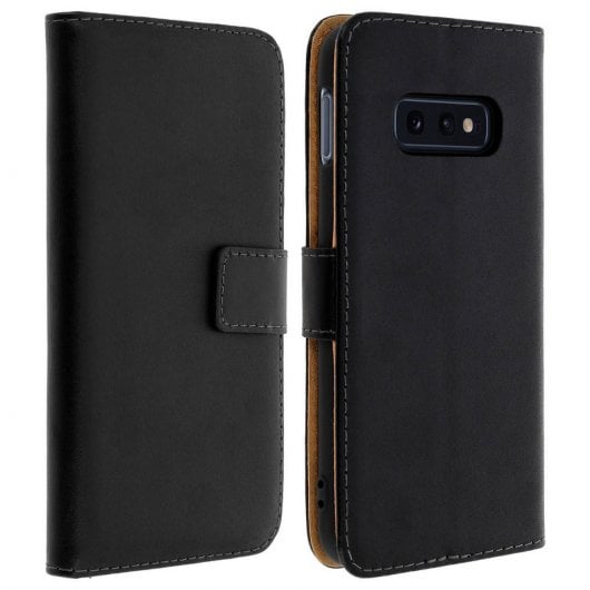 Avizar Capa Carteira de Couro Preta para Samsung Galaxy S10e