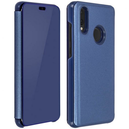 Avizar Funda Libro Translúcida Efecto Espejo Azul para Huawei P20 Lite