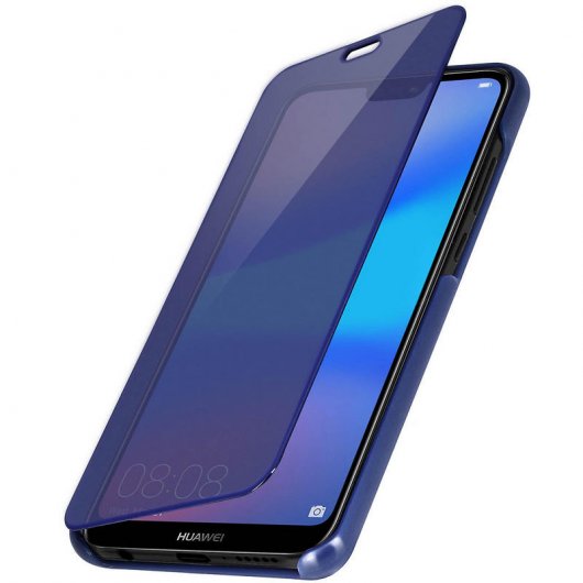 Avizar Funda Libro Translúcida Efecto Espejo Azul para Huawei P20 Lite