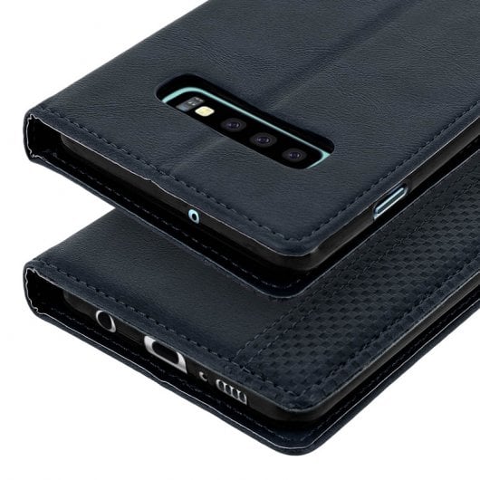 Avizar Funda Tipo Libro Billetera Vintage Azul Oscuro para Samsung Galaxy S10