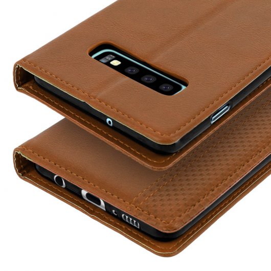 Avizar Funda Tipo Libro Billetera Vintage Marrón para Samsung Galaxy S10