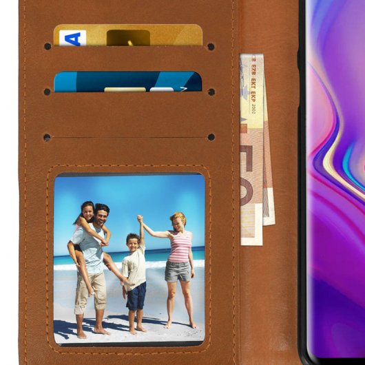 Avizar Funda Tipo Libro Billetera Vintage Marrón para Samsung Galaxy S10