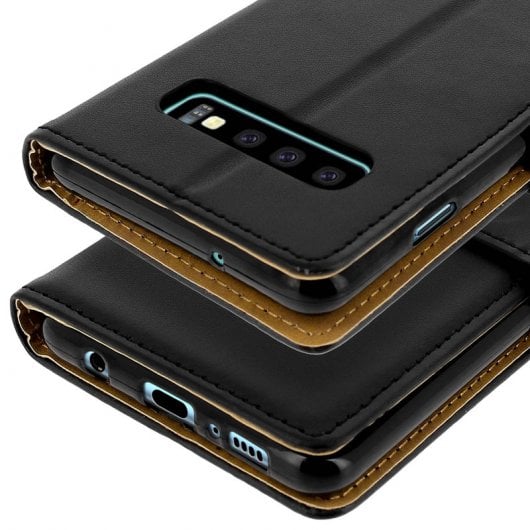 Avizar Funda Tipo Libro Billetera Negra para Samsung Galaxy S10
