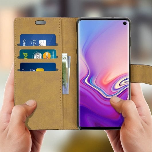 Avizar Funda Tipo Libro Billetera Negra para Samsung Galaxy S10