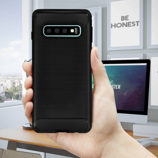 Avizar Aluminium/Schwarze Silikonhülle für Samsung Galaxy S10