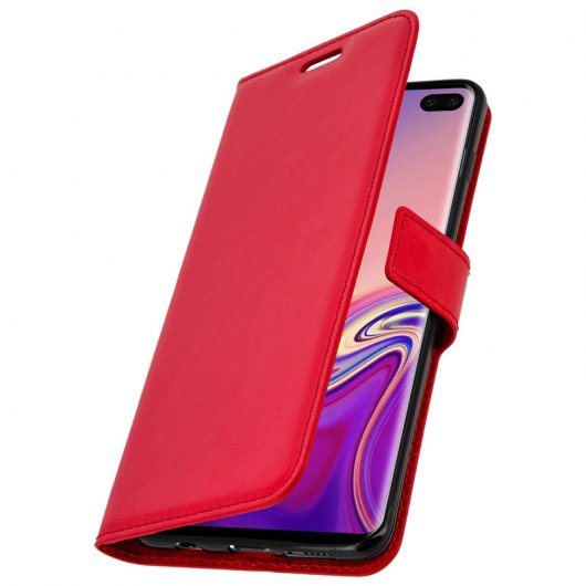 Avizar Funda Tipo Libro Cartera Roja para Samsung Galaxy S10 Plus