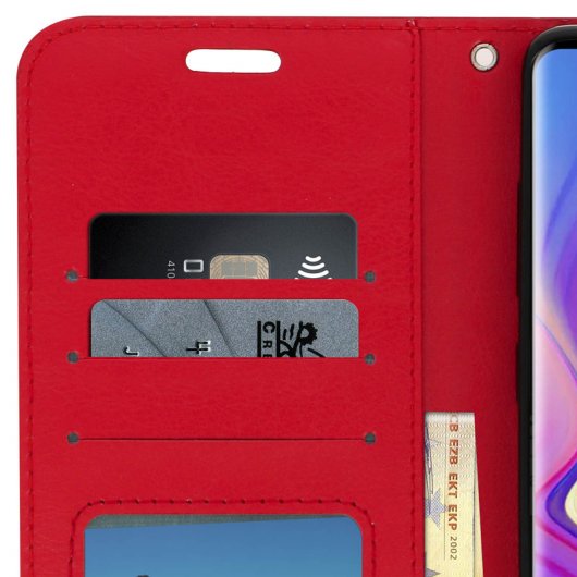Avizar Funda Tipo Libro Cartera Roja para Samsung Galaxy S10 Plus