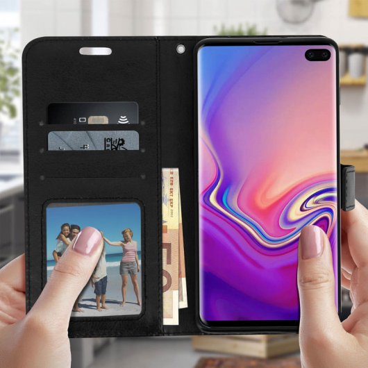 Avizar Funda Tipo Libro Cartera Negra para Samsung Galaxy S10 Plus