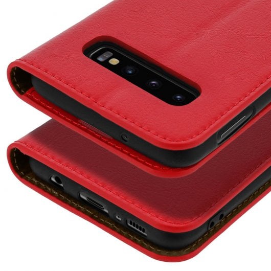 Custodia a libro Avizar in pelle rossa per Samsung Galaxy S10 Plus