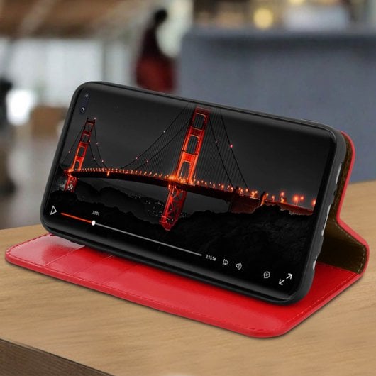 Custodia a libro Avizar in pelle rossa per Samsung Galaxy S10 Plus