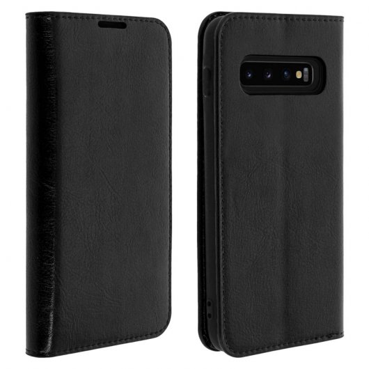 Custodia a libro Avizar in pelle nera per Samsung Galaxy S10 Plus