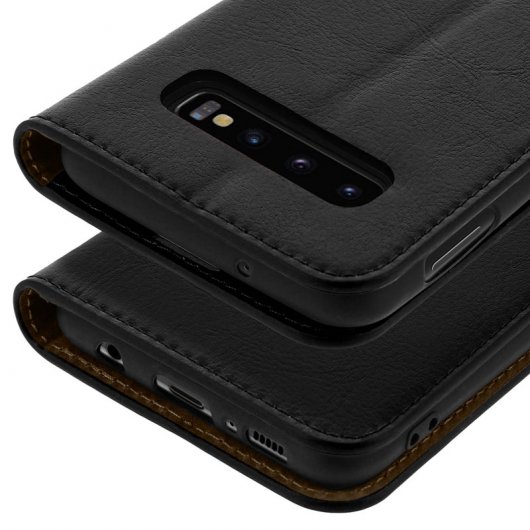 Custodia a libro Avizar in pelle nera per Samsung Galaxy S10 Plus