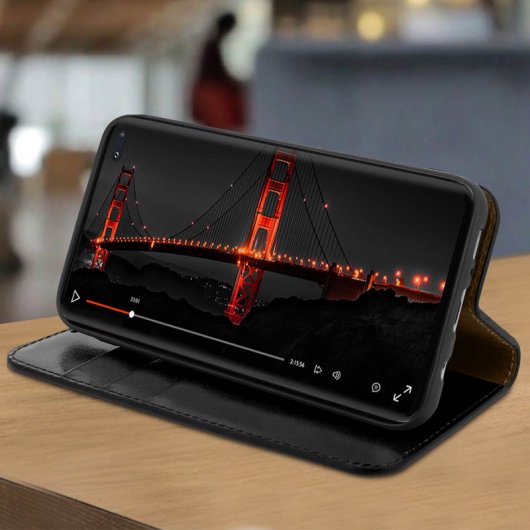 Custodia a libro Avizar in pelle nera per Samsung Galaxy S10 Plus