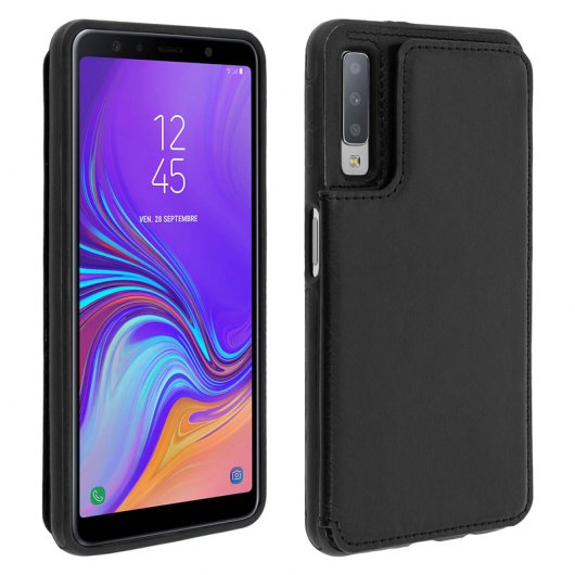 Forcell Wallet Funda Cartera Negra para Samsung Galaxy A7 (2018)