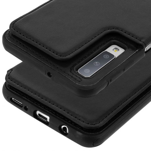 Forcell Wallet Funda Cartera Negra para Samsung Galaxy A7 (2018)