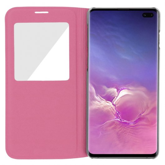 Avizar Funda Libro con Ventana Rosa para Samsung Galaxy S10 Plus