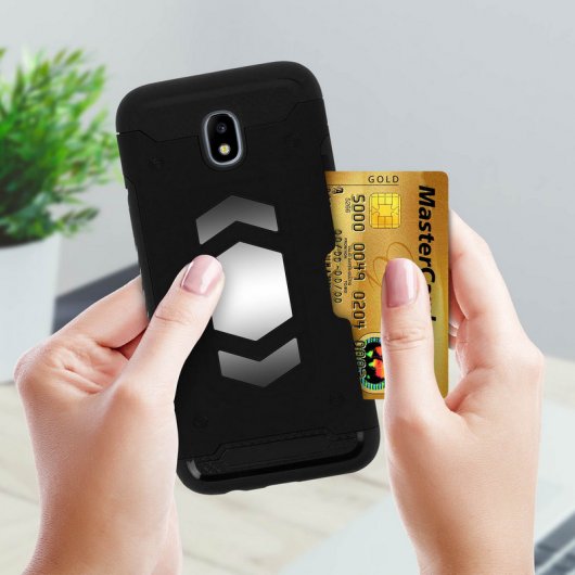Forcell Funda Híbrida Magnética Antigolpes Negra para Samsung Galaxy J5 2017