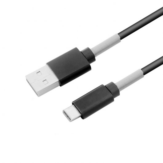 Unotec Cable USB-C Reforzado con Muelle Negro 1m