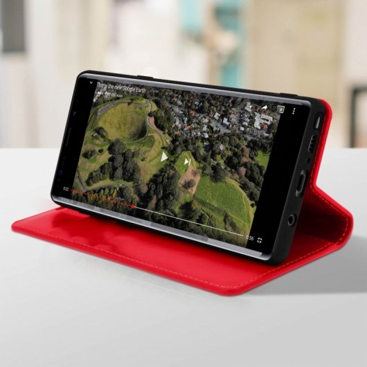 Avizar Funda Cartera de Cuero Rojo para Samsung Galaxy Note 9