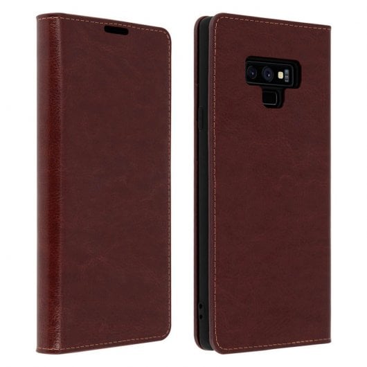 Avizar Funda Cartera de Cuero Marrón para Samsung Galaxy Note 9