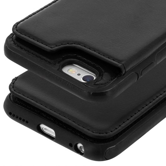 Forcell Wallet Funda Cartera Negra para Apple iPhone 6 / 6S
