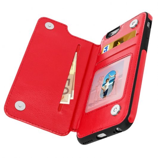 Forcell Wallet Funda Cartera Roja para Apple iPhone 6 / 6S