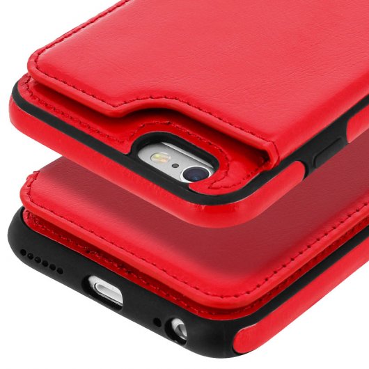Forcell Wallet Funda Cartera Roja para Apple iPhone 6 / 6S