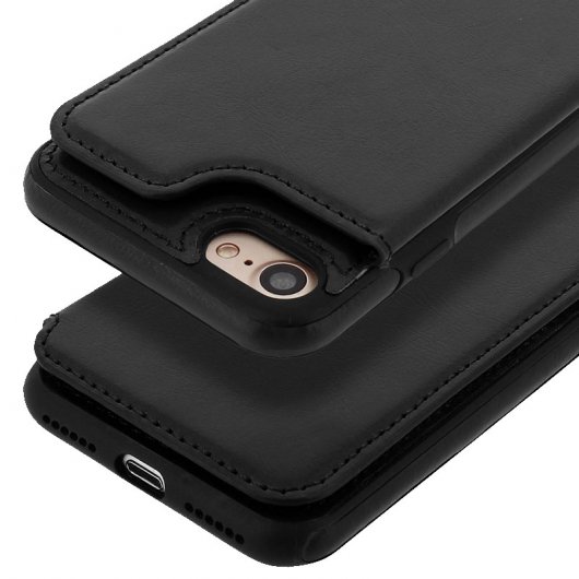 Forcell Wallet Funda Cartera Negra para Apple iPhone 7 / 8