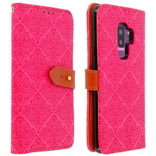 Avizar Capa Carteira Oriental Rosa para Samsung Galaxy S9 Plus