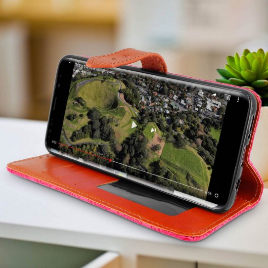 Avizar Capa Carteira Oriental Rosa para Samsung Galaxy S9 Plus