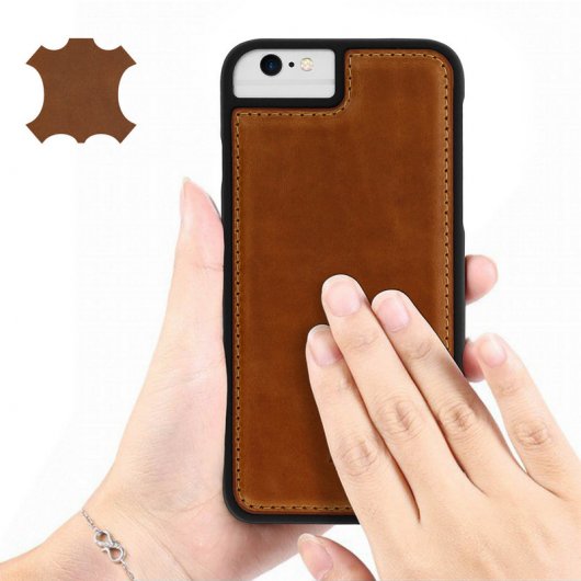 Étui Akashi en cuir véritable camel pour iPhone 6/6S/7/8
