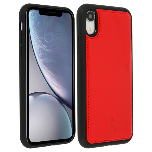 Akashi Funda de Piel Genuina Roja para iPhone XR