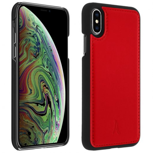Akashi Funda de Piel Genuina Roja para iPhone X/XS