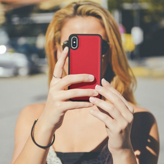 Akashi Funda de Piel Genuina Roja para iPhone X/XS