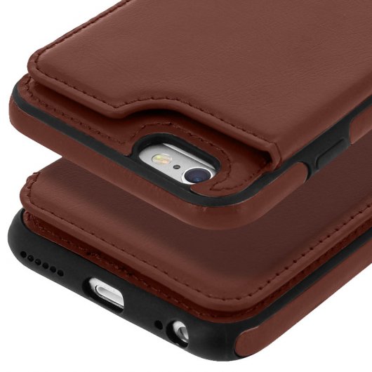 Forcell Wallet Funda Cartera Marrón para Apple iPhone 6 / 6S