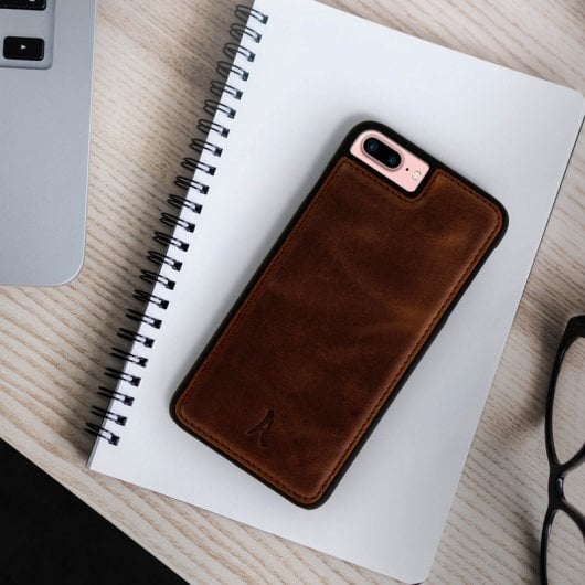 Étui en cuir véritable Akashi pour iPhone 6 Plus/6S Plus/7 Plus/8 Plus