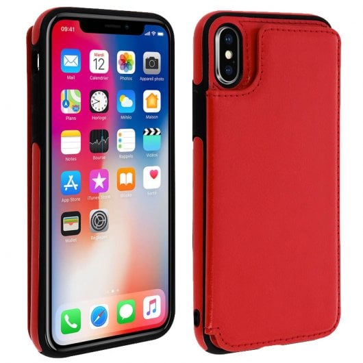 Forcell Wallet Funda Cartera Roja para Apple iPhone X / XS