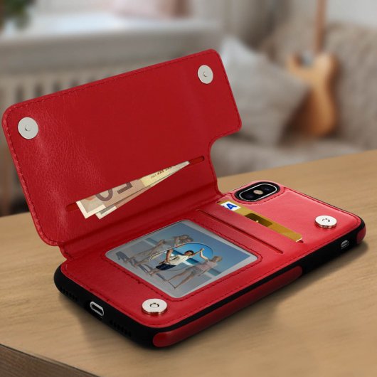Forcell Wallet Funda Cartera Roja para Apple iPhone X / XS
