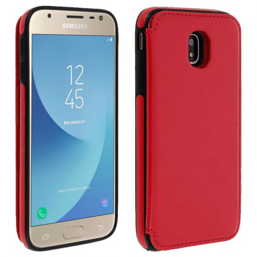 Forcell Wallet Funda Cartera Roja para Samsung Galaxy J3 (2017)