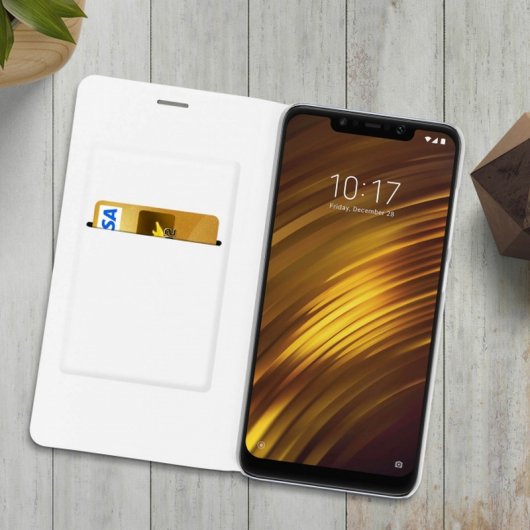Avizar Funda Flip Book Blanca para Xiaomi Pocophone F1